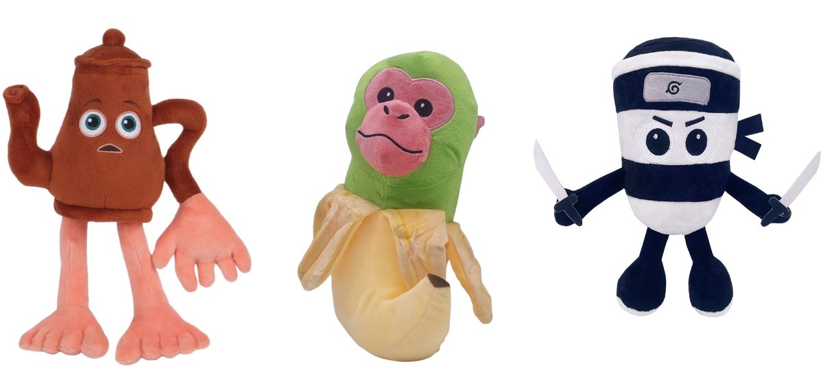 Happy Trendz® | Pluche Knuffels Set 3x | ±28 cm | Cappuccino Accaccino | Chimpanzini Bananini | Ta Ta Ta Sahur | Memes | Italian brainrot set knuffels